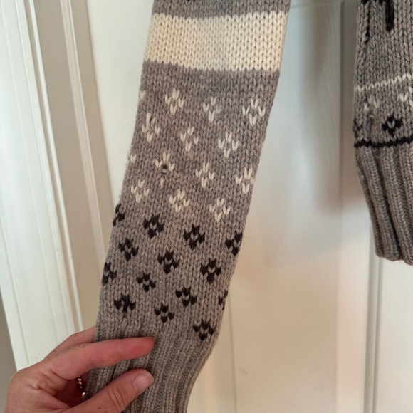 Aritzia Taupe and Black Patterned Reindeer Cardigan - Picture 4 of 8